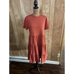 Susina Women’s Tiered T-Shirt Dress‎ in red cayenne Size Medium